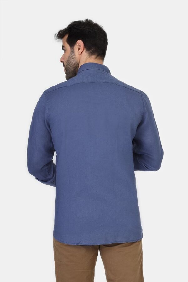 Slim Fit Linen Shirt Blue - Image 2